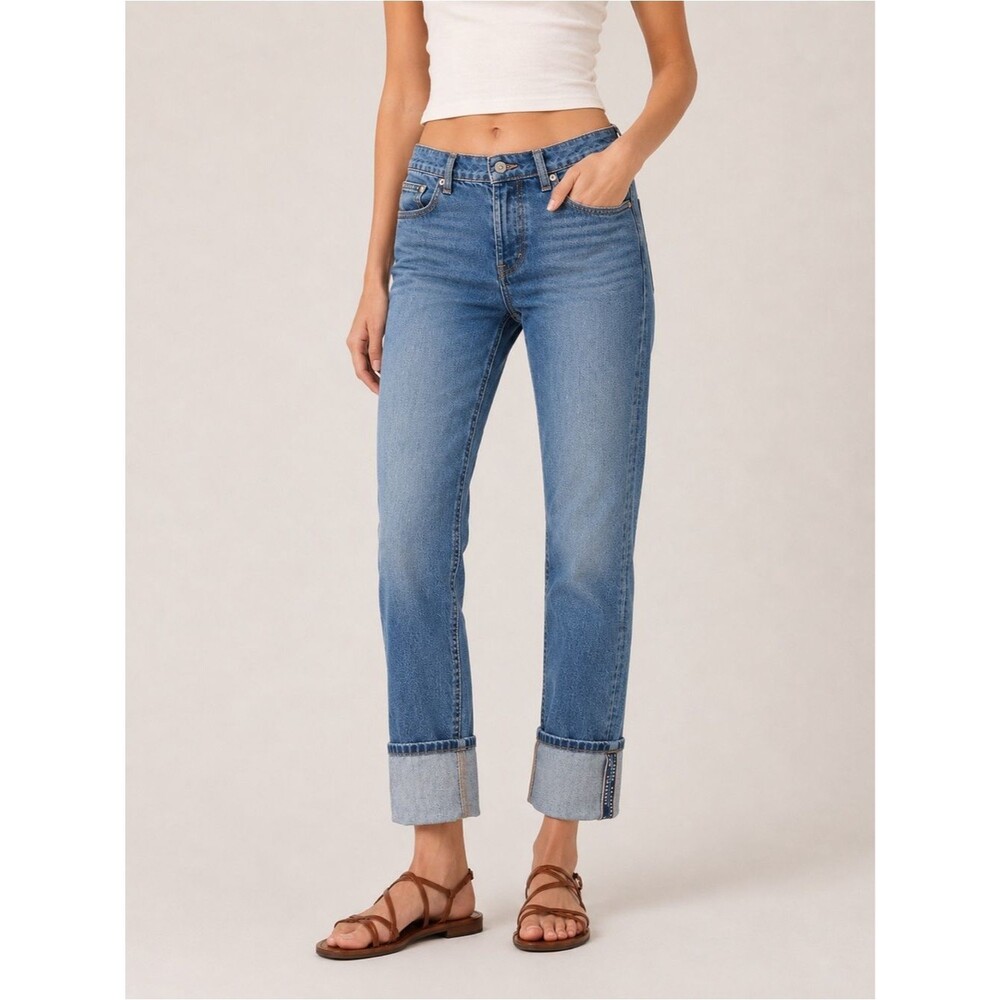 Free People We The Free Slade Selvedge Cropped Straight Jeans Wide Cuff 25 NEW